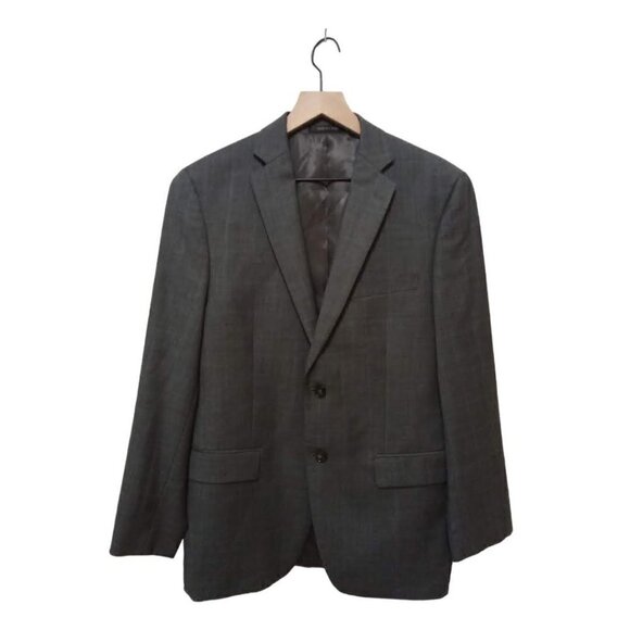 Calvin Klein Gray Window Pane Single Breasted Blazer Sz 41 - Picture 1 of 7